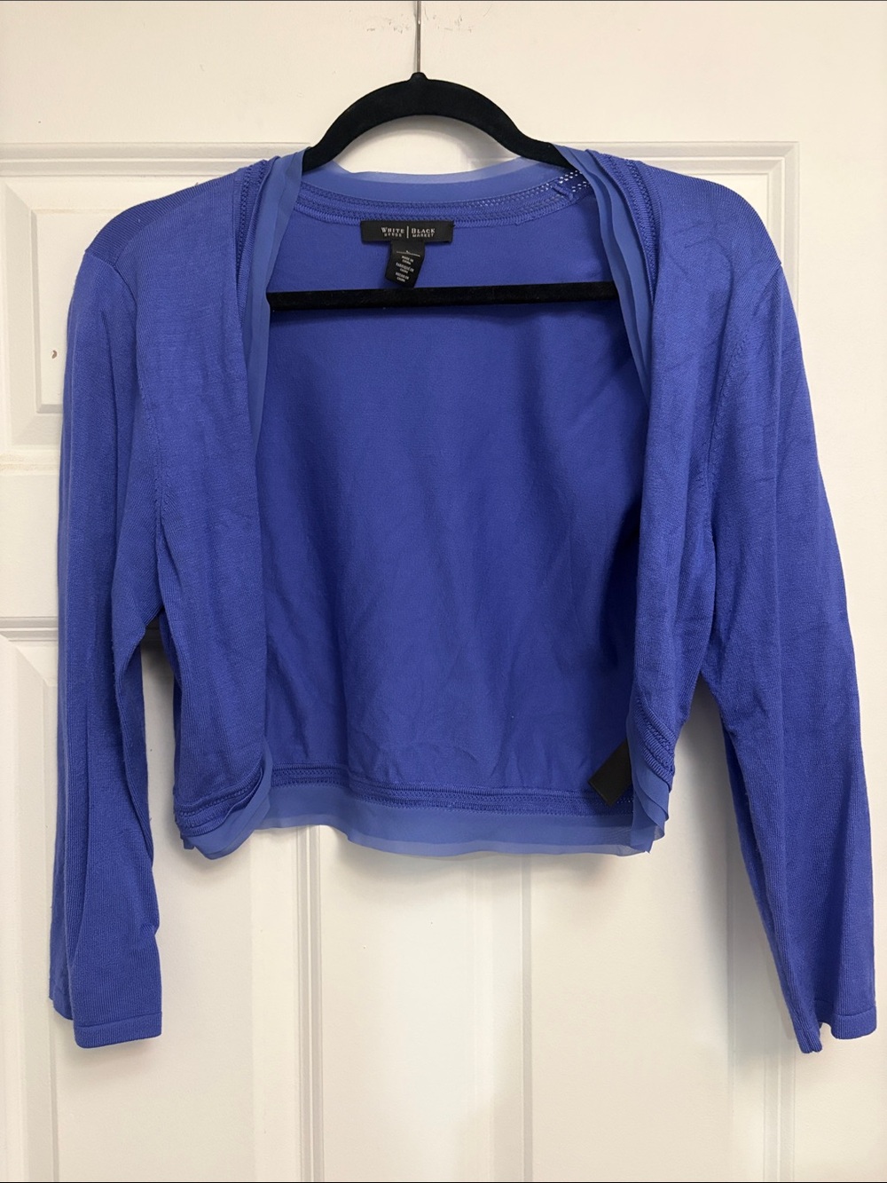 White House Black Market Cropped Open-Front Sweater - Royal Blue